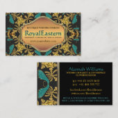 リッチ東エレガントティール(緑がかった色)ブラック金ゴールドバロック 名刺 (正面/裏面)