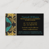 リッチ東エレガントティール(緑がかった色)ブラック金ゴールドバロック 名刺 (裏面)
