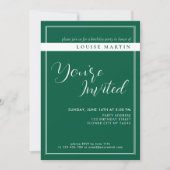 リッチ深いグリーンカスタム誕生日招待状 招待状 (正面)