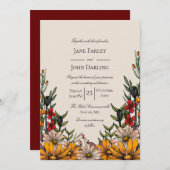リッチ秋花模様結婚式招待状 招待状 (正面/裏面)