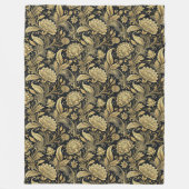 リッチ金ゴールドとブラックダマスク装飾ブランケット フリースブランケット (正面)