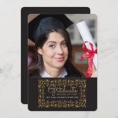 リッチ金ゴールドフレーム写真卒業のお知らせ 案内状 (正面/裏面)