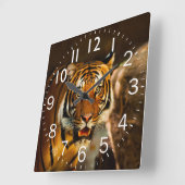 リッチ鮮やかトラ スクエア壁時計 (傾斜)