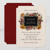 リッチ フォール フラワーフレーム ウェディング インビテーション (正面/裏面)