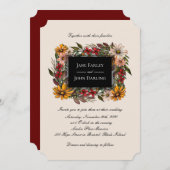 リッチ フォール フローラル フレーム ウェディング 招待状 (正面/裏面)