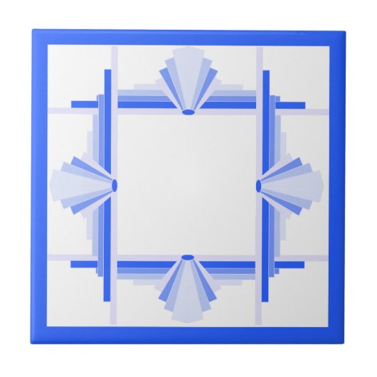 リッチ・ブルーのアート・デコ要素 タイル (正面)