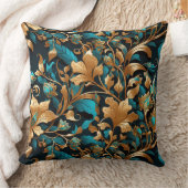 リッチ、鮮やか金ゴールド、ターコイズ、紅葉 クッション (ブランケット)