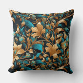 リッチ、鮮やか金ゴールド、ターコイズ、紅葉 クッション (正面)