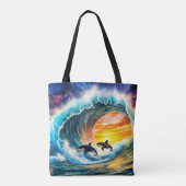 リッチAMeNギルによる波胴デザインの中のオルカス トートバッグ (裏面)