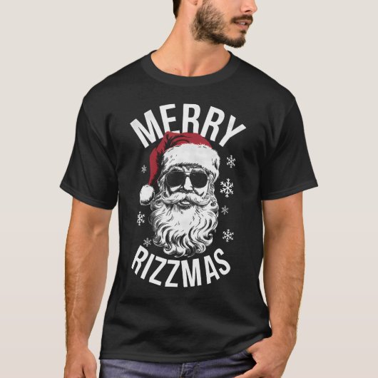 リッツマメリースおもしろいクリスマスサンタクロース幸せ Tシャツ (正面)