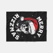 リッツマメリースクリスマストおもしろいランプサンタクロースXm フリースブランケット (正面(横))