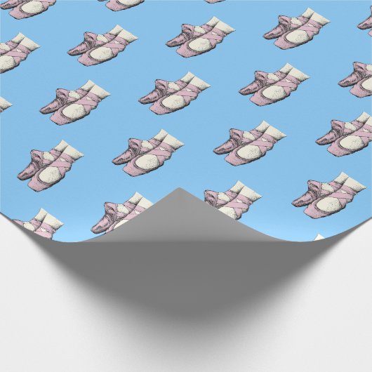 リットピンクバレリナシューズエンポインテFLスカイブルーBG ラッピングペーパー (角)