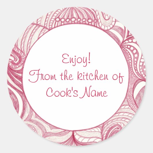 リッドのシールのキッチンから赤い抽象芸術 ラウンドシール (正面)