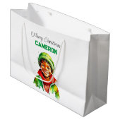 リッパーソナライズされたトルヴィンテージボーイ小妖精や小人クリスマス ラージペーパーバッグ (正面アングル)