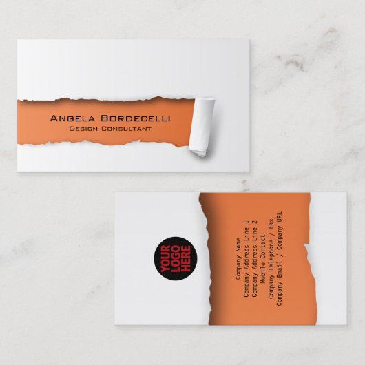 リッピング紙オレンジの名刺 名刺 (正面/裏面)