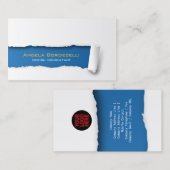 リッピング紙ブルー名刺 名刺 (正面/裏面)