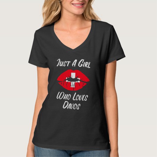 リップとマウス スイス国旗 ダボス愛 Tシャツ (正面)