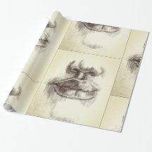 リップと鼻の鉛筆画 ラッピングペーパー