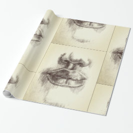 リップと鼻の鉛筆画 ラッピングペーパー