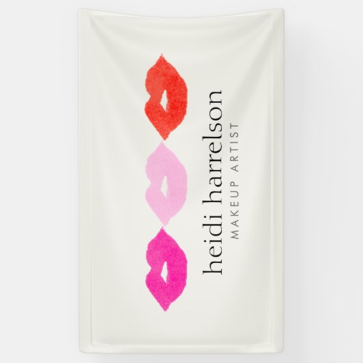 リップはっきりしたトリオウォーター色メイクアップアーティスト美しい 横断幕 (縦)