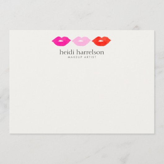 リップはっきりしたトリオ水カラー美しいフラットノートカード ノートカード (正面)