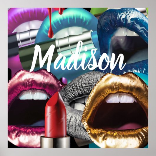 リップエレガントバスタイリッシュートガールカスタムパーソナライズされた ポスター (正面)