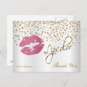 リップカラーかわいらしピンクリップ – ありがとうございます ポストカード (正面/裏面)