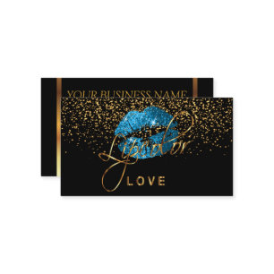 リップカラー金ゴールド紙吹雪とライトブルーリップ 名刺