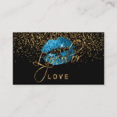 リップカラー金ゴールド紙吹雪とライトブルーリップ 名刺 (正面)