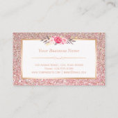 リップカードロイヤリティ | ピンクのフローラバラ金ゴールドグリッター ロイヤリティカード (裏面)