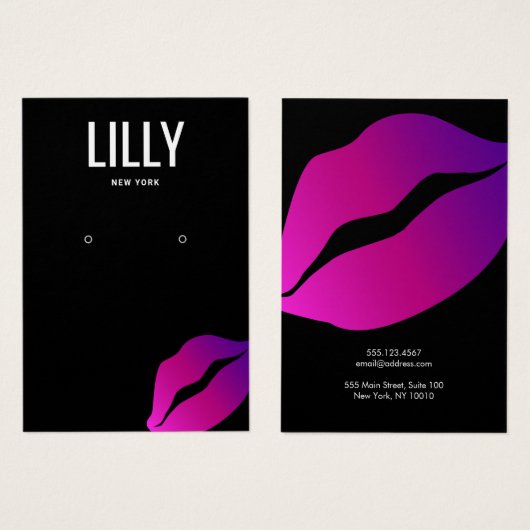 リップキスをするイヤリング表示カード (正面&裏面)