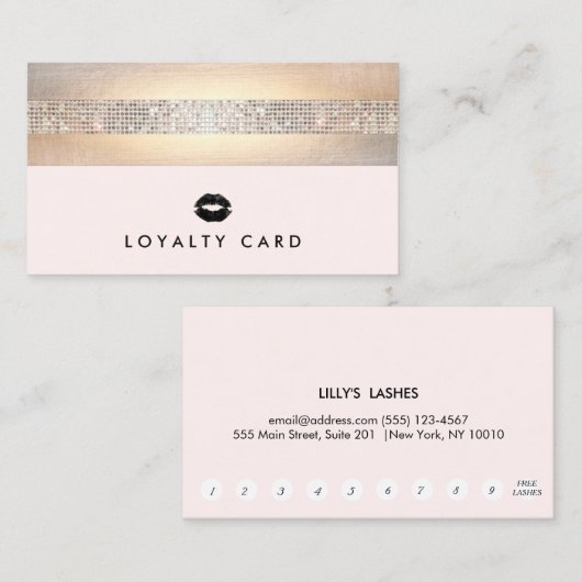 リップキスをするピンク美しいロイヤリティ10パンチ ロイヤリティカード (正面/裏面)