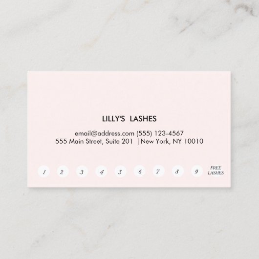 リップキスをするピンク美しいロイヤリティ10パンチ ロイヤリティカード (裏面)