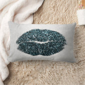 リップグリッターグレーティール（緑がかった色）ブラックメイクアップキススカイ ランバークッション (ブランケット)