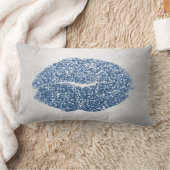 リップグリッターグレーパステルブルーメイクアップキスシルバー ランバークッション (ブランケット)