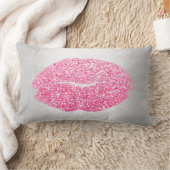 リップグリッターグレーピーニーピンクメイクアップキスシルバー ランバークッション (ブランケット)