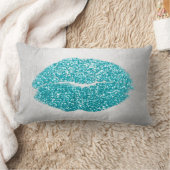 リップグリッターグレー海ターコイズメイクアップキススカイ ランバークッション (ブランケット)