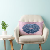 リップグリッターピンクグランジーデニムメイクアップキスシルバー ランバークッション (椅子)