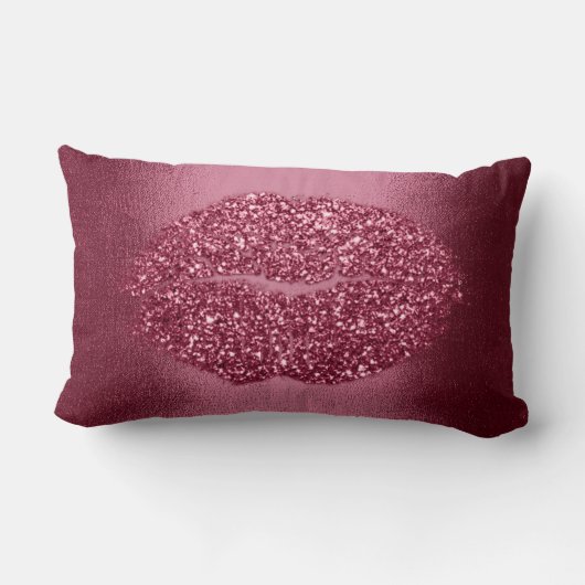 リップグリッターマルーンレッドブルガンディメイクアップキス ランバークッション (裏面)
