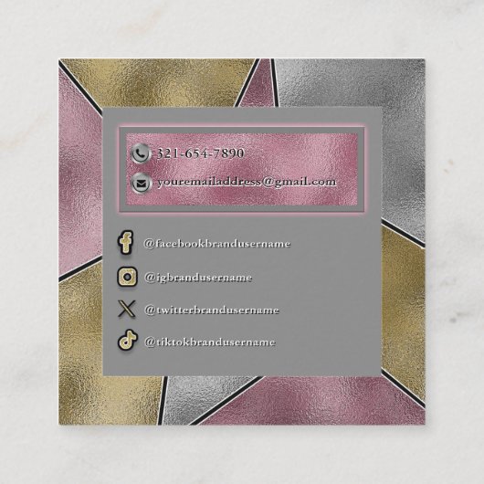 リップグロスエレガント美しいコスメティックブランドカスタム スクエア名刺 (裏面)
