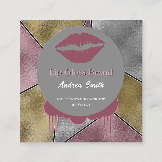 リップグロスエレガント美しいコスメティックブランドカスタム スクエア名刺 (正面)