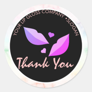 リップグロスビジネスロゴマーブルレインボー ラウンドシール