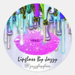 リップグロスメイクアップドリップパッキングピンクのドリップブルー ラウンドシール