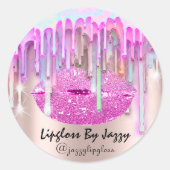 リップグロスメイクアップドリップパッキングピンクドリップスバラ ラウンドシール (正面)