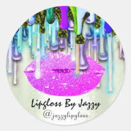 リップグロスメイクアップドリップパッキングピンクドリップスミント ラウンドシール