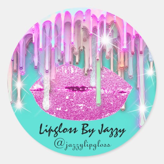 リップグロスメイクアップドリップパッキングピンクミントグリーン ラウンドシール (正面)