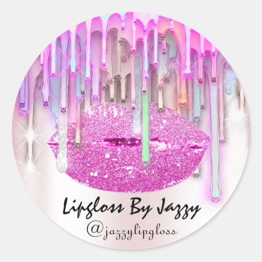 リップグロスメイクアップドリップパッケージのピンクローズクラシック ラウンドシール (正面)