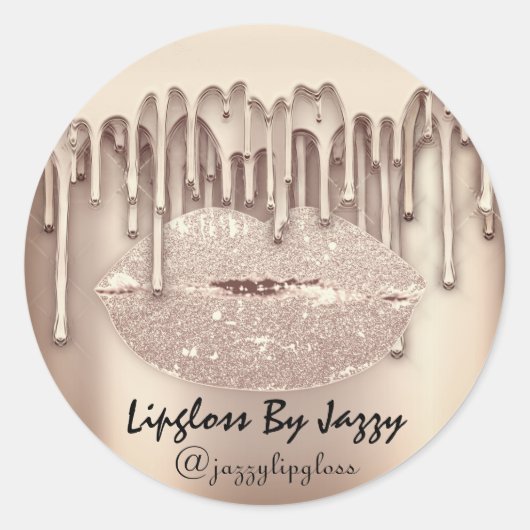 リップグロスメイクアップドリップパッケージドリップバラ金ゴールド ラウンドシール (正面)
