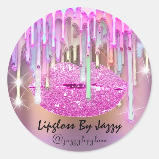 リップグロスメイクアップドリップパッケージ芸術的ピンク ラウンドシール (正面)