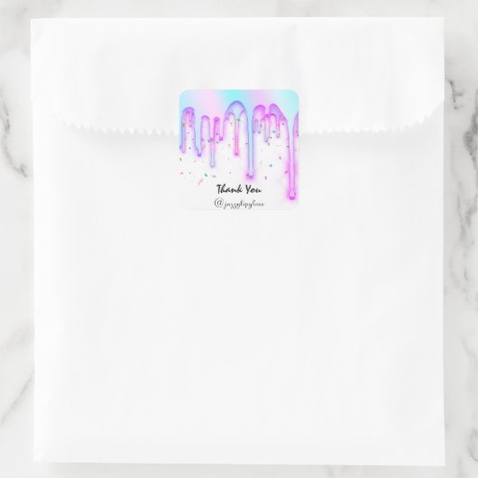 リップグロスメイクアップピンクユニコーンドリップスのホログラフホワイト スクエアシール (バッグ)